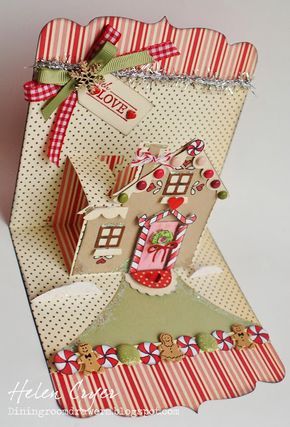 Christmas Card Layout Ideas, Gingerbread House Card, Card Measurements, House Card, Pop Up Box Cards, Handmade Christmas Card, Holiday Box, Fun Folds, Card Layouts