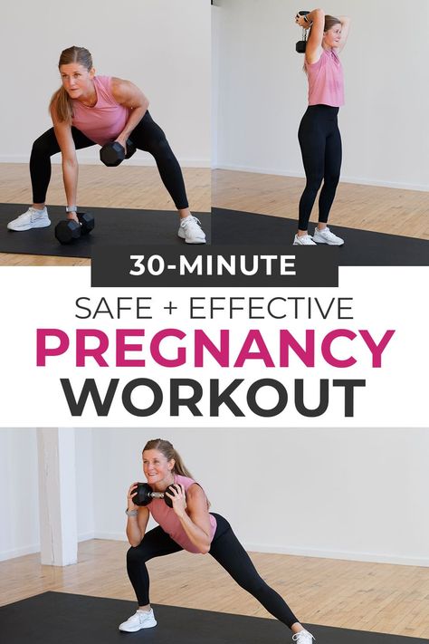 Stay active and strong through every stage of your pregnancy with this low impact strength training pregnancy workout! Eight of the BEST first trimester exercises that are safe to carry into your second and third trimesters as well. A 30-minute prenatal workout at home with eight pregnancy-safe strength exercises. Add this first trimester strength workout to your prenatal workout plan 1-2 times a week. Second Trimester Workouts At Home, Pregnancy Exercise First Trimester, Prenatal Workout Plan, Low Impact Strength Training, Best Pregnancy Workouts, Pregnancy Prep, First Trimester Workout, Pregnancy Workout Videos, Pregnancy Exercises