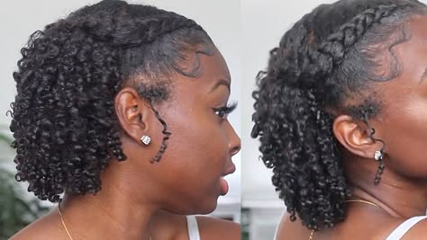 Natural Curly Hairstyles Type 4, Wash And Go Braided Hairstyles, Low Maintance Hairstyles For Black Women, Wash And Go Natural Hair Type 4c Short, 2 Braids In The Front With Hair Down Natural Hair, Easy Type 4 Hairstyles, Wash And Go Styles Short Hair, Wash And Go With Braids, Wash N Go Styles For Short Natural Hair