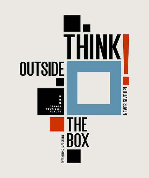 Think outside the box typography slogan ... | Premium Vector #Freepik #vector #poster-illustration #t-shirt-graphics #t-shirt-graphic #t-shirt-print Abstract Graphic Design Posters, Box Typography, Basic Art Techniques, Typography Shirt Design, Basic Art, Notebook Cover Design, Abstract Graphic Design, Illustration T Shirt, Tshirt Printing Design