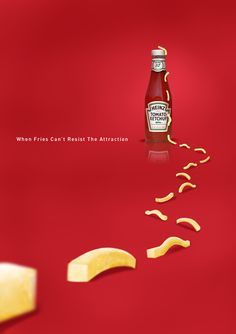 Heinz Tomato Ketchup :: When Fries Can't Resist The Attraction Tomato Creative Ads, What Is Fashion Designing, Heinz Ketchup, Heinz Tomato Ketchup, Clever Advertising, Graphisches Design, Creative Advertising Design, 광고 디자인, Publicidad Creativa