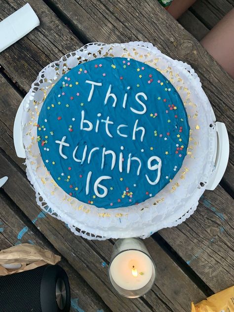 Birthday Cake Inspo Sweet 16, 16 Birthday Cake Ideas Funny, Funny Things To Write On Birthday Cakes, Fourteenth Birthday Cake, 16th Birthday Cake Funny, Sweet 16 Birthday Cakes Simple, Cute 16th Birthday Cakes, Birthday Cake For 16th Birthday, Cakes For 16th Birthday