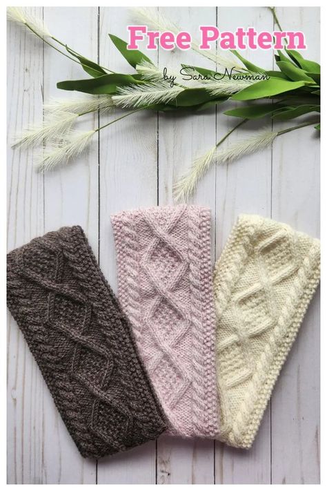 Irish Diamond Headband Free Knitting Pattern Headband Knitting Patterns, Earwarmer Knitting Patterns, Irish Knitting, Quick Knitting Projects, Knitted Headband Free Pattern, Knitted Headbands, Headband Knitting, Cable Headband, Cable Knit Headband