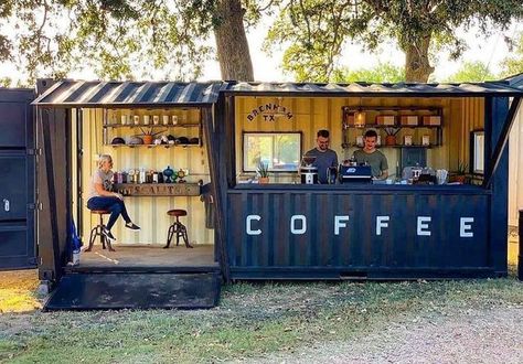 Shipping Container Restaurant, Shipping Container Cafe, Container Coffee Shop, Container Home Designs, Shipping Container Design, Mobile Coffee Shop, Container Restaurant, Container Cafe, Small Coffee Shop