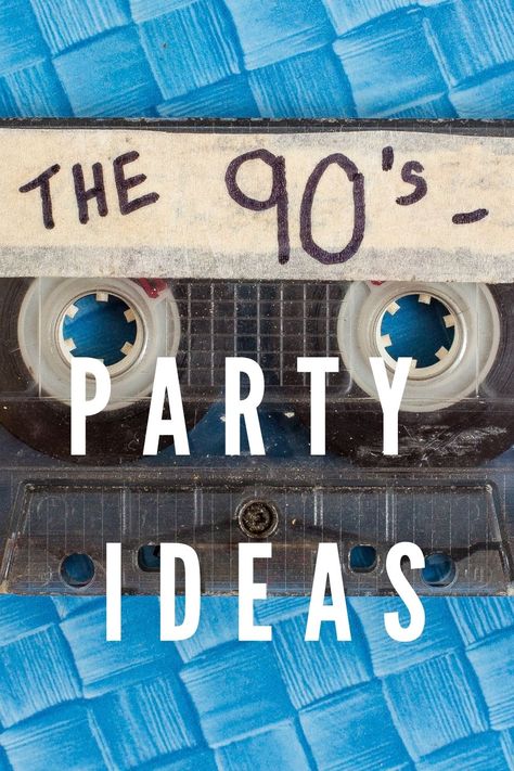 Start up those time machines because the ultimate guide to 90s parties is here! We have the best 90s party ideas from what to eat (classic 90s snacks and candy), what to wear at a 90s party and even how to decorate for 90s party and classic 90s games! Nineties Theme Party, Old School Party Ideas, 90s Prom Party Decorations, 90s Theme Christmas Party, 90’s Era, 1990s Party Ideas, 90s Party For Men, 1990 Party Theme, Nineties Party Decorations