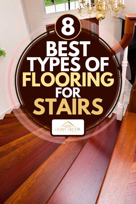 8 Best Types of Flooring for Stairs - Home Decor Bliss Flooring Ideas For Stairs, Flooring Options For Stairs, Flooring For Stairs Ideas, Tile For Stairs Staircases, Hardwood Floors With Carpet Stairs, Stairs Different Color Than Floor, Tiles For Staircase, Wood Tile Stairs, Tiles For Stairs