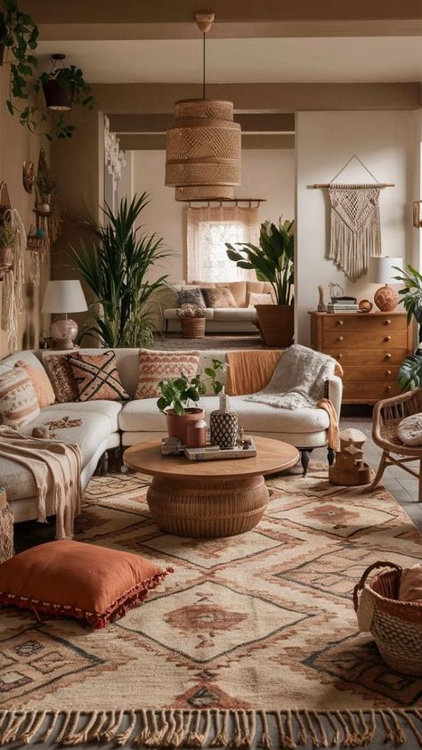 Earthy Wood Living Room, Tiny Livingrooms Design, Boho Interior Design Bohemian Homes, Living Room Designs Boho, Seattle Decor, Nepali House, Earthy Homes, Seattle Interior Design, Living Room Design Boho