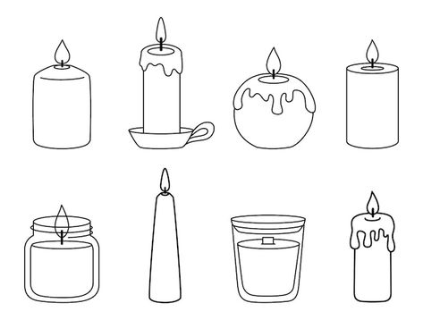 Vector doodle hand draw candle set cozy ... | Premium Vector #Freepik #vector #light #home #church #sign Candle Drawings Easy, Simple Candle Drawing, Easy Candle Drawing, How To Draw Candles, How To Draw A Candle, Candle Light Drawing, Candle Line Art, Cozy Doodles, Harry Potter Window