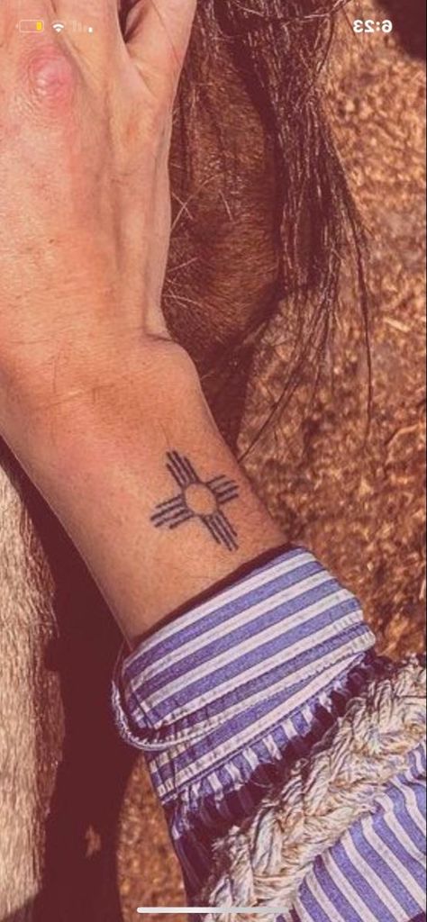 Small Western Tattoos For Best Friends, Small Native American Tattoos For Women, Zia Sun Symbol Tattoo, Western Ankle Tattoos For Women, Native American Sun Tattoo, Native American Style Tattoos, Edgy Western Tattoos, Tattoo Ideas Western Simple, Western Finger Tattoos For Women