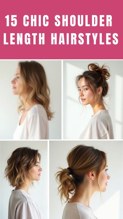 15 Chic Shoulder Length Hairstyles Simple Shoulder Length Hairstyles, Hairstyles For Shoulder Length Hair Easy, Shoulder Length Hair Brown, Easy Shoulder Length Hairstyles, Hairstyles Shoulder Length Hair, Shoulder Length Hairstyle, Grey Bob Hairstyles, Shoulder Length Hairstyles, Hair Styles Shoulder Length