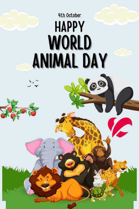 World Animal Welfare Day Poster, World Animal Day Poster, October Themes, Pet Event, World Animal Day, Animal Day, College Poster, Wildlife Rehabilitation, National Pet Day