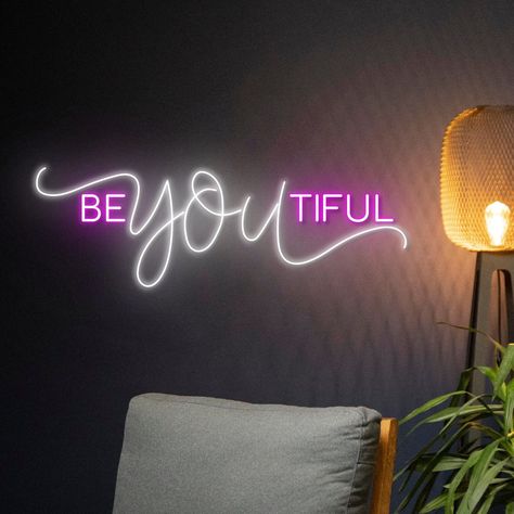 #NeonSigns #BrightIdeas #NeonSignNames #NeonInspiration #NeonRoom #RoomDecor Beautiful Neon Sign, Neon Sign Name, Champagne Decor, Light Nursery, Neon Signs Quotes, Neon Words, Light Quotes, Beauty Salon Decor, Light Up Signs