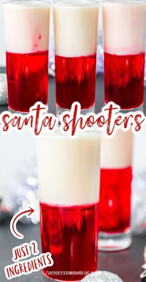 Christmas Shooters, Easy Holiday Drinks, Festive Holiday Drinks, Shooter Recipes, Christmas Drinks Alcohol Recipes, Xmas Drinks, Christmas Party Drinks, Christmas Drinks Recipes, Christmas Shots