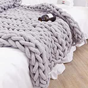 Amazon.co.uk : hand knit blanket diy Super Chunky Knit, Couch Bedroom, Felt Yarn, Thrown Chair, Super Chunky Yarn, Bed Chair, Sofa Throw Blanket, Knitted Blanket, Chunky Blanket