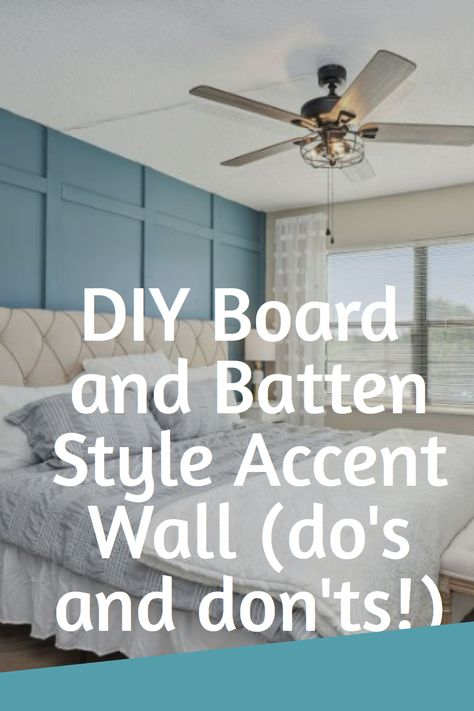 Do you want to give your room a unique and modern flair? Board and batten can be a great way to make a bold statement. This style accent wall is easy to do yourself, and with the right tools and materials, you can achieve a beautiful look for your home. In this article, we’ll look at the dos and don’ts of DIY board and batten style accent walls. With these tips, you’ll be able to create a stunning wall that you can be proud of Board And Batten Feature Wall Bedroom, Main Bedroom Accent Wall Ideas, Bead And Batten Wall Bedroom, Accent Wall Molding Master Bedrooms, How To Decorate Board And Batten Walls, How To Make Board And Batten Walls, Board And Batten Wall Sloped Ceiling, Fabric Accent Wall Bedroom, Board And Batten Wall Bedroom With Windows