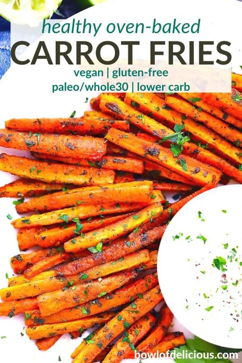 Oven Baked Carrot Fries, Healthy Baked Carrots, Oven Carrot Fries, Carrot Fries Dipping Sauce, Uncommon Kitchen, Healthy Carrot Recipes, Carrot Bake, Roasted Carrot Fries, Mayo Dipping Sauce