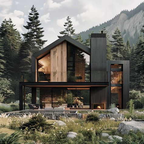 Modern Barnhouses, Mountain Dream Homes, Modern Wooden House, Scandinavian House, Camp House, Modernist House, Modern Barn House, Architecture Model House, Prefabricated Houses