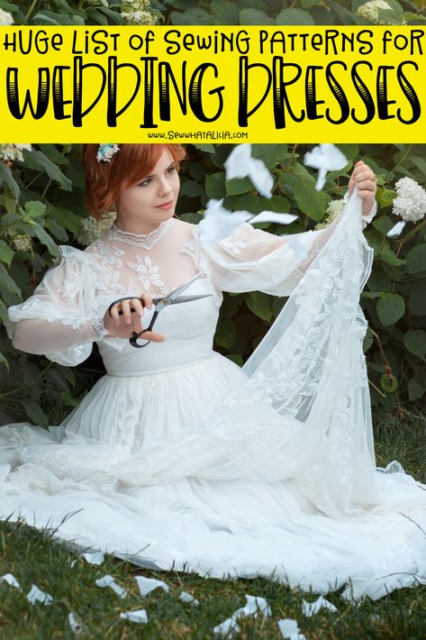 Free Wedding Dress Patterns Sewing, Boho Wedding Dress Patterns Sewing, Sewing Your Own Wedding Dress, Wedding Dress Patterns Sewing, Vintage Wedding Dress Sewing Patterns, Homemade Wedding Dress, Free Wedding Dress Patterns, Dress Pattern Plus Size, Diy Wedding Dress Patterns