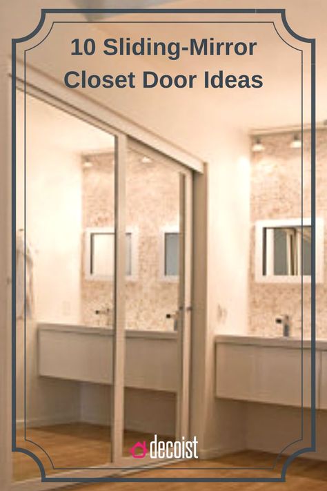 Whether you’re renting a place or you’ve bought your home, perhaps you’ve come across sliding-mirror closet doors. In fact, often this feature is seen as outdated–a holdover from the glory days of ’80s design. As someone who loves adding 1980s touches to my interior, I’ve never shied away from mirrored closet doors. And I’m not the only one. Yes, folks—they’re making a comeback! // Mirrors // Closet Doors // Closet Ideas // Mirror Closet // Mirror Closet Doors // Contact Paper Mirror Doors, Renovate Mirror Closet Doors, Covered Mirror Closet Doors, Sliding Closet Door Mirror, Glass Door Closet Ideas, Painting Mirror Closet Doors, Mirror Bypass Closet Doors, How To Update Mirrored Sliding Closet Doors, Closet With Sliding Mirror Doors