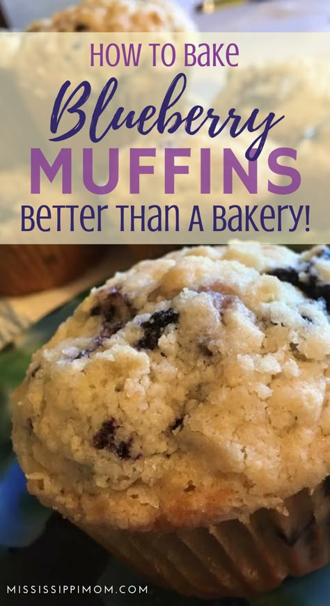 How to Make Blueberry Muffins Better than A Bakery - MississippiMom.com Desserts That Use Butter, Blueberry Muffins Without Eggs, Blueberry Muffins With Fresh Blueberries, Fresh Blueberry Muffins, Shirley Brown, Best Blueberry Muffins, Streusel Muffins, Berry Muffins, Low Carb Muffins