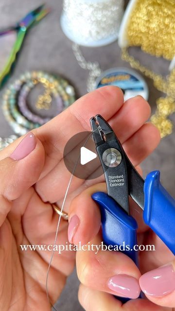 Capital City Beads on Instagram: "How to use crimp beads to secure beading wire! Free tutorial on YouTube + All of our crimping supplies and firepolished beads are on SALE!!   30%-75% OFF Findings 35% OFF Firepolish Glass (No code needed, All Sales Final, Storewide Savings!)  Basic bead stringing is a great place to start your jewelry making journey! In our free tutorial you will learn how to measure and plan a necklace or bracelet and crimp using a 2 step crimping plier! I show you how to take your jewelry to the next level with wire protectors and crimp covers! These two things are not totally necessary but definitely add extra security and make your piece look clean and professional.   MATERIALS LIST  • Fine Soft Flex  • Lobster Clasps • Crimp Beads  • Crimp Covers • Wire Protectors  • Crimp Beads Tutorial, How To Crimp Jewelry, How To Use Crimp Beads Tutorials, How To Add Clasp To Beaded Necklace, Jewelry Making Basics, Crimp Beads How To Use, How To Use Crimp Beads, Making Necklaces With Beads, Diy Seed Bead Necklace