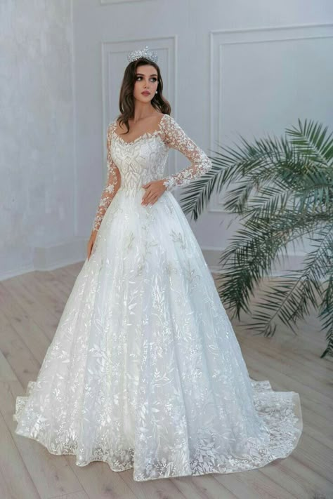 Wedding Gown Full Sleeve, Gown White Wedding, Wedding Gown White Brides, Wedding White Dresses Brides, Wedding White Gowns Bridal, Bride Dress White Gown, White Bridal Gowns Long Sleeve, Gown For Women Wedding Dresses, Full Sleeve Bridal Gowns