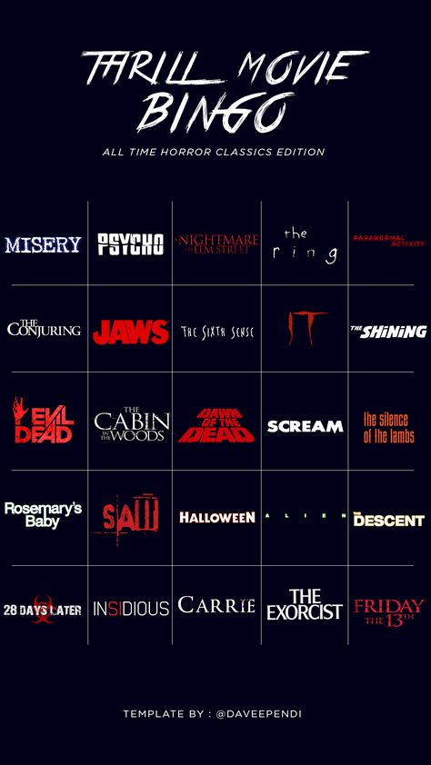 Horror Movies 2023 List, Zombie Movie Recommendations, Horror Movie Challenge List, Horror Movie Bucket List, Halloween Movie Bingo, Movie Bingo Template, Comedy Horror Movies, Slasher Movies List, Horror Movie Bingo