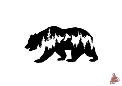 Bear Decal, Animals Tattoo, Mountain Decal, Pencil Drawings Of Animals, Pencil Drawings Easy, Mosaic Decor, Stickers Laptop, Hydroflask Stickers, Vinyl Car Stickers