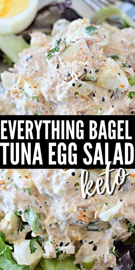 Keto Everything But the Bagel Tuna Egg Salad #ketoeverythingbageltunaeggsalad #everythingbutthebageltunaegsalad Keto Everything Bagel, Keto Everything, Keto Tuna Salad, Tuna Egg Salad, Everything But The Bagel Seasoning, Salad Keto, Everything But The Bagel, Tuna And Egg, Bagel Seasoning