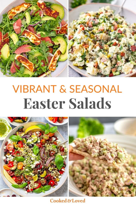 In this collection, I’ll be sharing some lovely Easter salads with you. These include some green, tossed varieties with delightful spring veggies alongside classic potato and pasta salad favourites. These Easter salad ideas are great for Easter or any other special event throughout the season. via @irena_macri Easter Green Salad Recipes, Easter Green Salad, Spring Salads For Easter, Easter Pasta Salads Ideas, Spring Salads Easter, Easter Salads Green, Tossed Salad Ideas, Easter Salad Ideas, Easter Pasta Salad