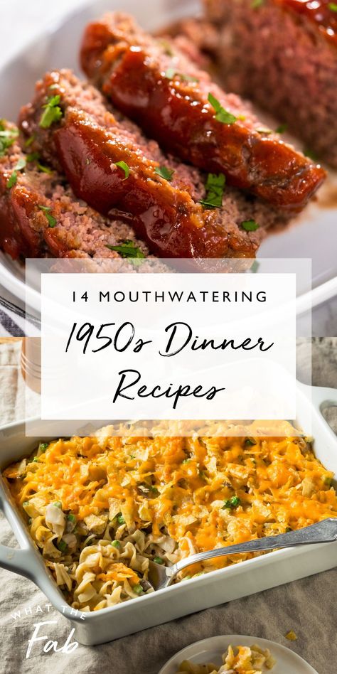 Dinner recipes from the 1950s are hearty and comforting, representing iconic American cuisine. Even better, these recipes are relatively basic, making it easy to bring your retro dreams to life. Click the pin to find simple weeknight dinner inspiration with 1950s recipes deserving of a modern revival.   1950s recipes, 1950s dinner recipes, vintage recipes Classic Meal Ideas, Healthy Country Cooking, Cooking Light Recipes Dinner, 1950s Recipes Vintage, Good Things To Eat For Dinner, Nostalgic Dinner Recipes, Healthy Southern Dinner Recipes, Dinner Recipes From The 1950s, Old Fashioned Supper Recipes