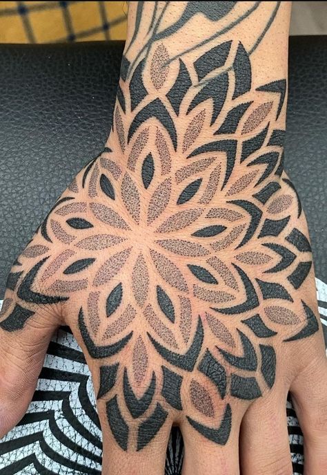 Knee Dotwork Tattoo, Mandala Tattoo Add On, Geometric Filler Tattoo Patterns, Madalians Pattern Tattoos, Negative Space Mandala Tattoo, Simple Mandala Tattoo Design Pattern, Diamond Shaped Tattoo, Mandala Tattoo Filler, Black And Color Tattoo