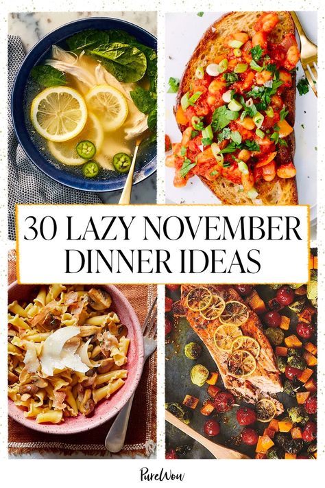 Early Fall Dinner Ideas, Low Key Thanksgiving Dinner, November Recipes Easy, November Meals Dinners, November Menu Plan, November Meal Plan 2024, Thanksgiving Dinner Ideas For 2, November Recipes Dinner, Healthy November Recipes