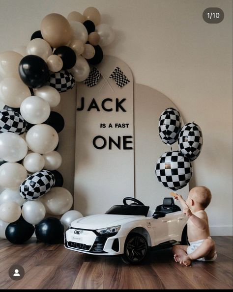 Rolls Royce Birthday Theme, Cars Theme 1st Birthday Party Decorations, One Speedy Year Birthday, Wheel Themed First Birthday, Race Car 1st Birthday Photoshoot, One Fast Lap Birthday, Big First Birthday Party, Fast And Furious 1st Birthday, Fast One Party Theme