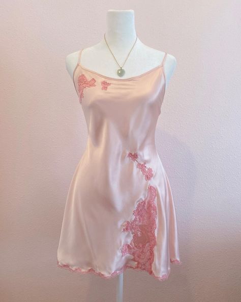 vintage victoria’s secret 03’ pink lace & satin slip dress ♡ sold ♡ | Instagram Cute Lingerie Dress, Night Gown Aesthetic, Dress Sleepwear, 2000s Coquette, Night Gown Dress, Vintage Slip Dress, Pink Lingerie, Lingerie Dress, J Fashion