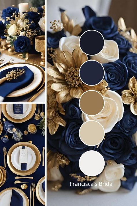 Wedding Color Palette Ideas, Blue And Gold Wedding, Wedding Theme Color Schemes, Winter Wedding Color Palette, Wedding Theme Ideas, Wedding Color Pallet, Wedding Color Ideas, Color Palette Ideas, Color Design Inspiration