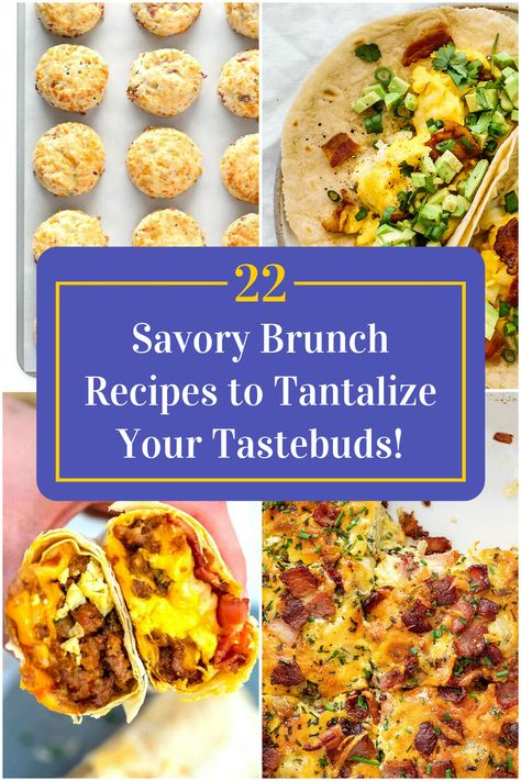 Collage of 4 savory brunch recipes. Savory Brunch Recipes, Dessert Recipes Crockpot, Food Breakfast Ideas, Savory Brunch, Weekend Brunch Recipes, Christmas Brunch Recipes, Best Brunch Recipes, Fall Brunch, Comforting Dinner