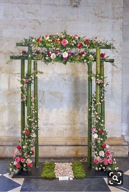 Ceremony Arch: ExtraOrdinary Bamboo Theme | K'Mich Wedding Arbors, Bamboo Decor, Ganpati Decoration Design, Marriage Decoration, Flower Decorations Diy, Wedding Backdrop Decorations, Wedding Stage Decorations, Kraf Diy, Stage Decorations