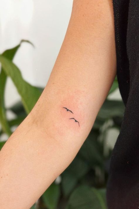 Hidable Tattoo, Tattoos Of Freedom, Small Bird Silhouette Tattoo, Tiny Hawk Tattoo, Tiny Bird Tattoos For Women Wrist, Two Bird Tattoos For Women, Simplistic Bird Tattoo, Two Small Birds Tattoo, Tiny Seagull Tattoo