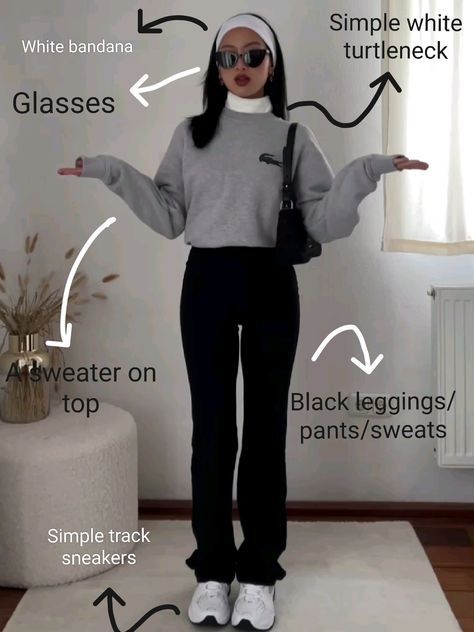 Outfit Ideas With Black Turtleneck, Outfits With White Turtleneck, Layering White Turtleneck, Cute Casual Sweatpants Outfits, Sweaters With Turtle Neck Underneath, White Turtleneck Outfit Layering, White Turtleneck Under Shirt Outfit, Outfit Ideas With Turtleneck, All Black Sweats Outfit