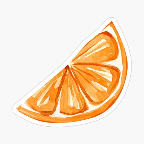 Painted Orange Slice, Fruit Slices Drawing, Orange Slices Watercolor, Orange Fruit Watercolor, Orange Slice Watercolor, Orange Slice Art, Orange Fruit Sticker, Orange Scrapbook Stickers, Fruit Slice Drawing