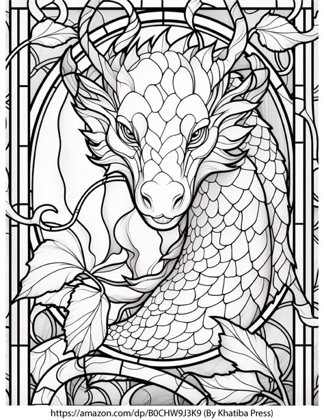 Simple Dragon Coloring Page, Dragon Mosaic Pattern, Dragon Stained Glass Art, Stain Glass Coloring Pages, Dragon Stained Glass Pattern, Coloring Pages Fantasy Art, Dragon Colouring Pages, Dragon Coloring Pages Free Printable, Dragon Coloring Pages For Adults