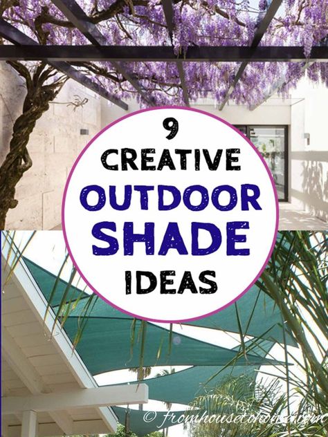 I love these outdoor shade ideas for my backyard garden design. The DIY shade canopies are so simple to make, look beautiful and will keep your deck or patio cool in the summer sun. #fromhousetohome #shadeideas #gazebo #pergola #deckstructures #gardenideas Diy Backyard Shade Ideas, Diy Backyard Shade, Outdoor Shade Ideas, Patio Furniture Wood, Multi Level Decks, Backyard Shade Ideas, Arbors And Pergolas, Patio Cover Ideas, Diy Patio Cover