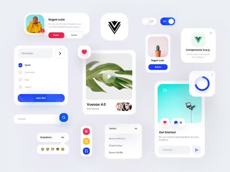 Vuesax 4.0 Framework Vue.js Components 🚀 by Manuel Rovira Ux Wireframe, Game Shooting, Ux Kits, Card Ui, Web Design Mobile, Ui Ux 디자인, App Interface Design, Ui Components, Salalah