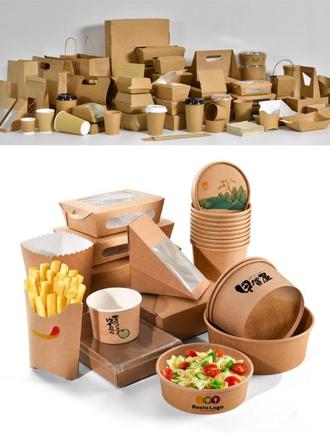 Fast Food Packaging Ideas, Craft Food Packaging, Food Container Packaging, Delivery Food Packaging, Cafe Food Packaging, Food Packing Ideas For Business, Food Packing Ideas, Food Truck Packaging, Restaurant Packaging Design