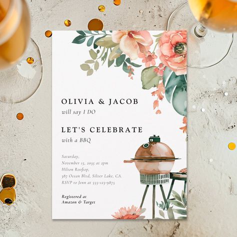 Let's Celebrate with BBQ Couples Shower Invitation Jack And Jill Shower Invitations, His And Her Wedding Shower Invitations, Couple Wedding Shower Invitations, Bbq Couples Shower Invitations, Couples Bridal Shower Invitations, Couples Shower Invitation, Couples Shower Invitations, Paper Coaster, Silver Lake