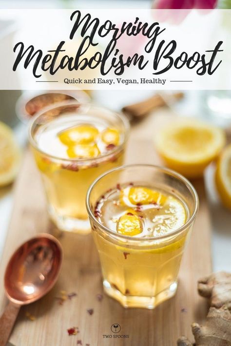 MORNING METABOLISM BOOST | Quick and Easy, Vegan, Healthy | Add to your morning routine | TWO SPOONS Metabolism Booster Drink, Boost Metabolism Drink, Boost Drink, Curb Cravings, Metabolism Boosting Foods, Metabolism Booster, Morning Drinks, Fat Burning Smoothies, Vegan Healthy