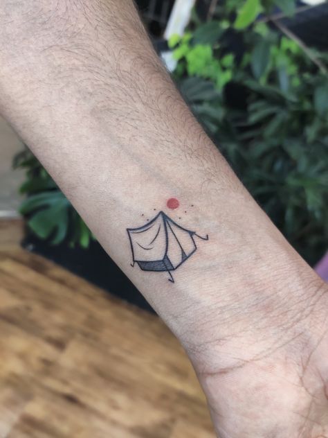 #minimal #minimaltattoo #camping #tenttattoo #tent Small Tent Tattoo, Tent Tattoo Simple, Tent Tattoo, Tattoo Camping, Sisters Tattoo, Small Tent, Bestie Tattoo, Minimal Tattoos, Tattoo Project