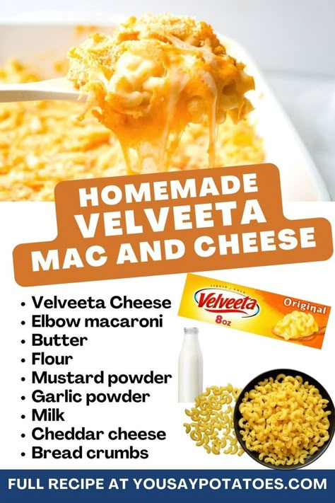 This super creamy homemade Velveeta Mac and Cheese recipe is sure to please the whole family. Macaroni cheese is a classic dish that never goes out of style and this one is easy with a rich homemade cheese sauce. This dish is creamy, comforting, and above all, delicious! Homemade Velveeta Mac And Cheese, Recipes With Velveeta, Velveeta Mac And Cheese Recipe, Homemade Mac And Cheese Recipe Easy, Recipes With Velveeta Cheese, Homemade Velveeta, Velveeta Mac And Cheese, Best Mac N Cheese, Velveeta Recipes