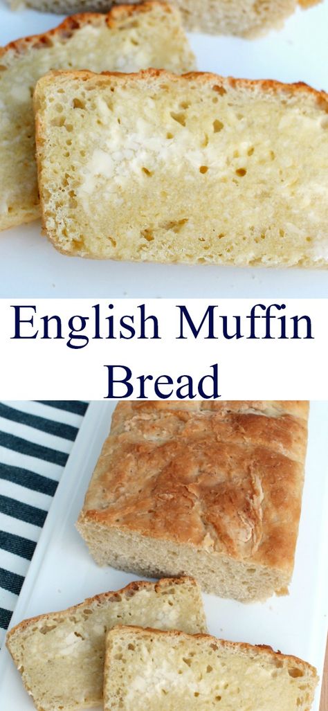 No-knead yeast bread recipe for English Muffin Bread. A delicious breakfast bread that's easy to make! Breakfast English Muffins, English Muffin Bread Recipe, Beautiful Baking, English Muffin Bread, Bread Machines, Homemade English Muffins, Homemade Bread Recipes, British Recipes, Bread Homemade